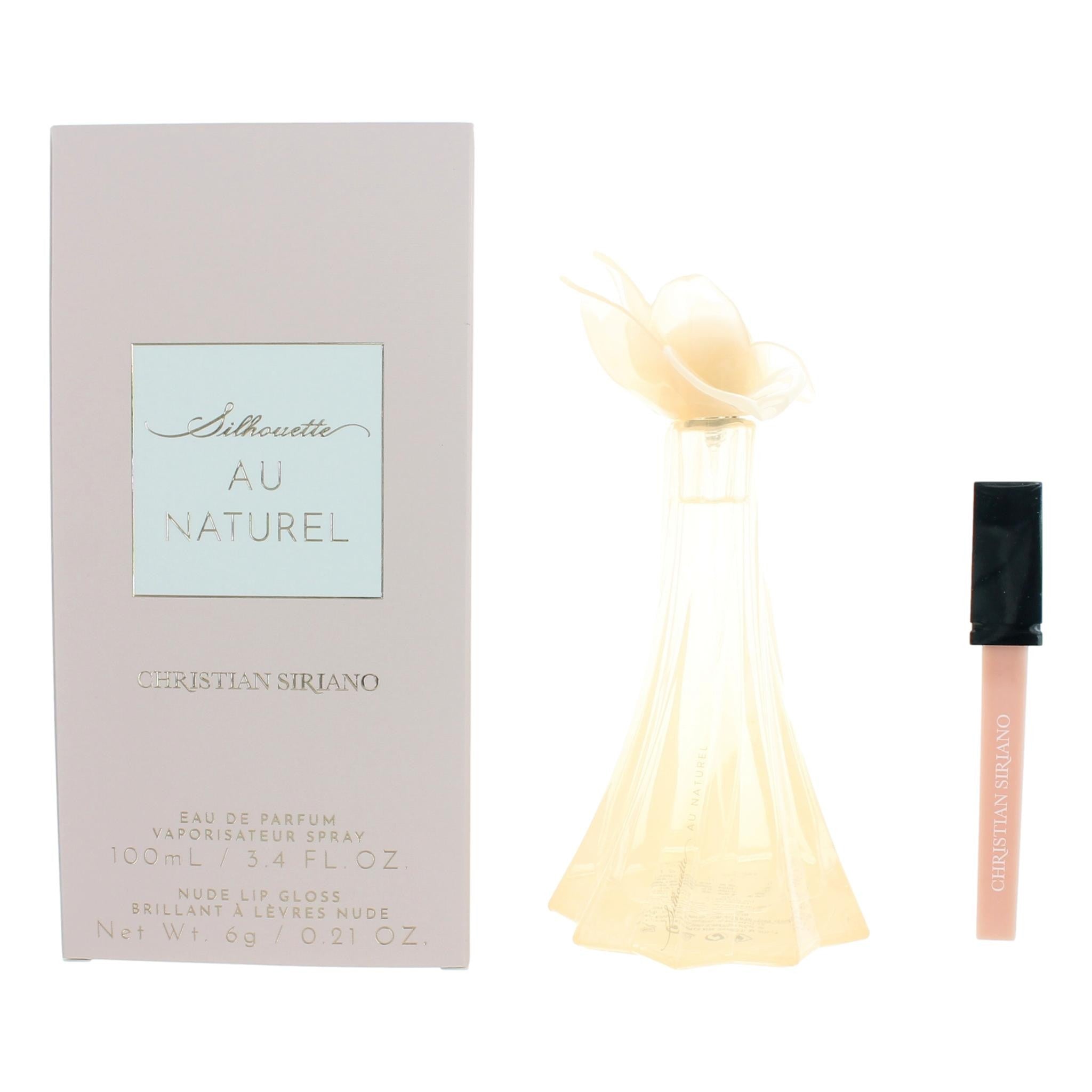 Bottle of Silhouette Au Naturel by Christian Siriano, 3.4 oz Eau De Parfum Spray for Women with Lip Gloss